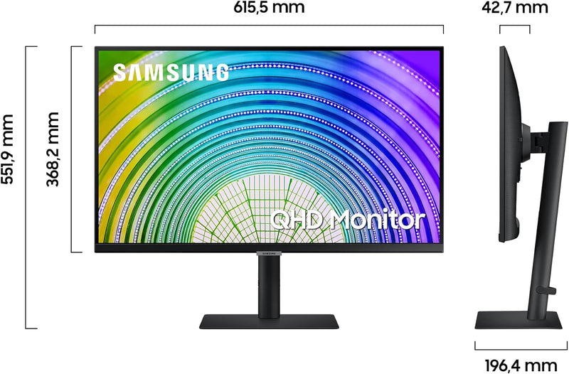 Samsung WQHD Monitor S6U S27A600UUU, 27 Zoll, IPS-Panel, WQHD-Auflösung, HDR10, AMD FreeSync, Reakti