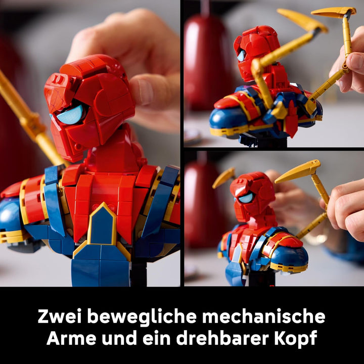 LEGO | Marvel Iron Spider-Man Büste - Modellbau für Erwachsene - inkl. 2 beweglichen Armen, drehbare