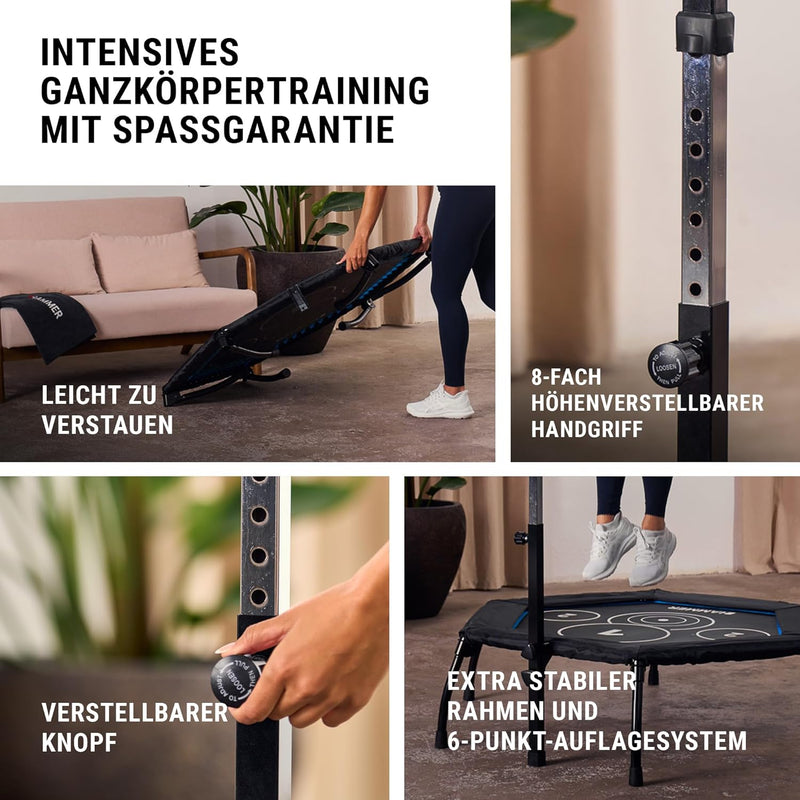 Hammer Fitness-Trampolin Cross Jump, 98 cm Sprungfläche, leistungsstark bis 130 kg