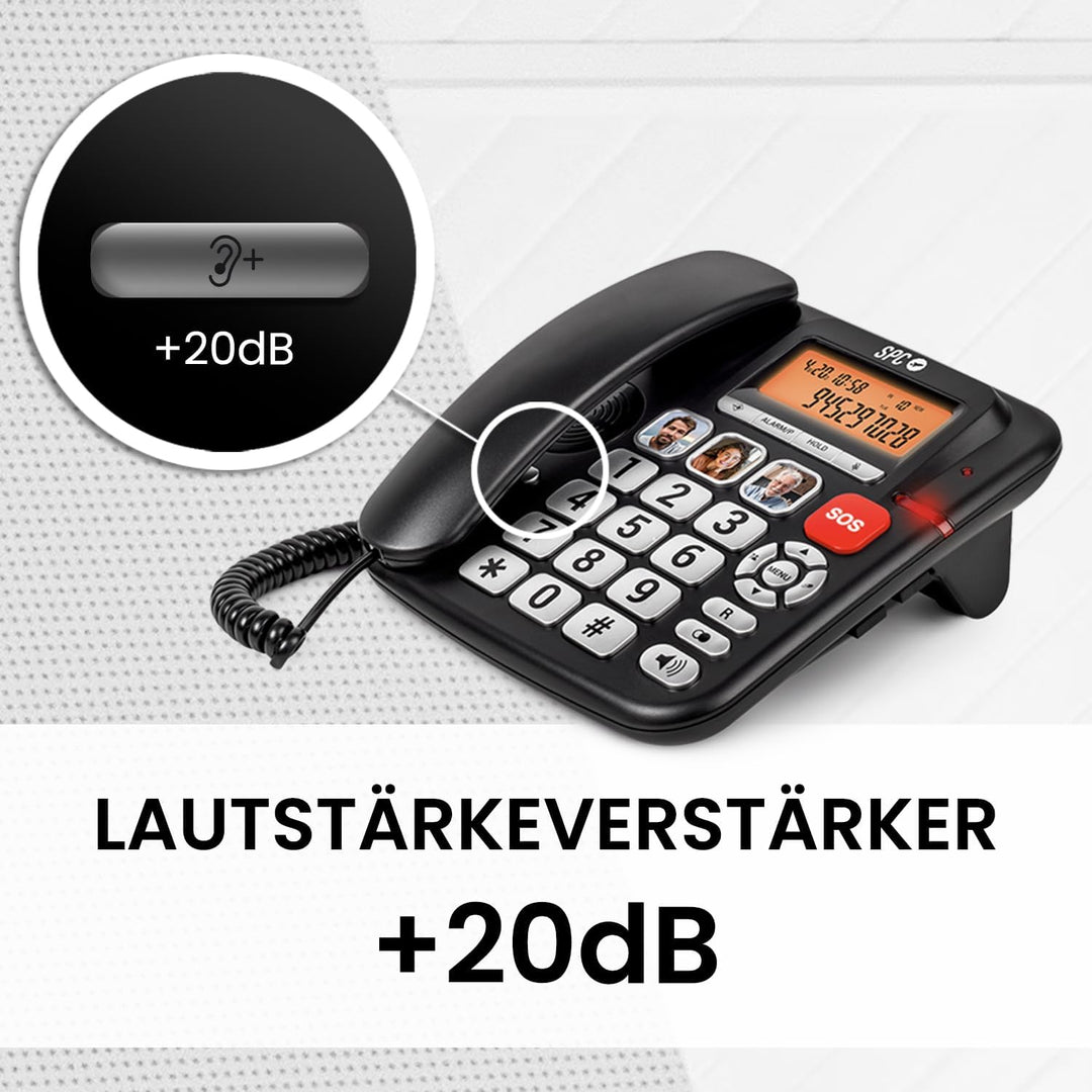 SPC Comfort Volume Pro - Senioren-Festnetztelefon mit grossen Tasten, lautem Klingeln + beleuchtetem