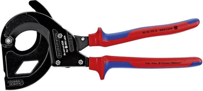 Knipex Kabelschneider (Ratschenprinzip) für stahlarmierte Kabel (SWA-Kabel) schwarz lackiert, mit Me