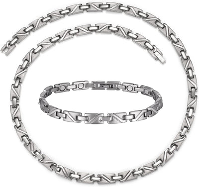 EnerCoppeX Klassischer magnetischer Schmuck für Männer und Frauen, Halskette + Fusskettchen, geeigne