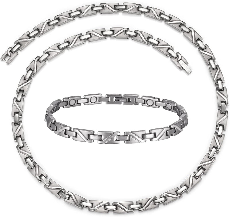 EnerCoppeX Klassischer magnetischer Schmuck für Männer und Frauen, Halskette + Fusskettchen, geeigne