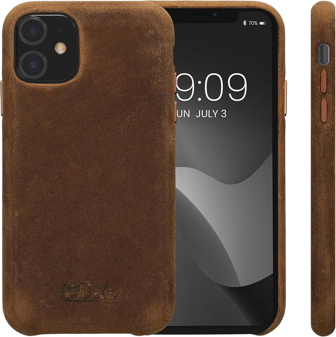 kalibri Schutzhülle kompatibel mit Apple iPhone 11 - Hülle Leder - Hardcover Handy Cover Case Braun