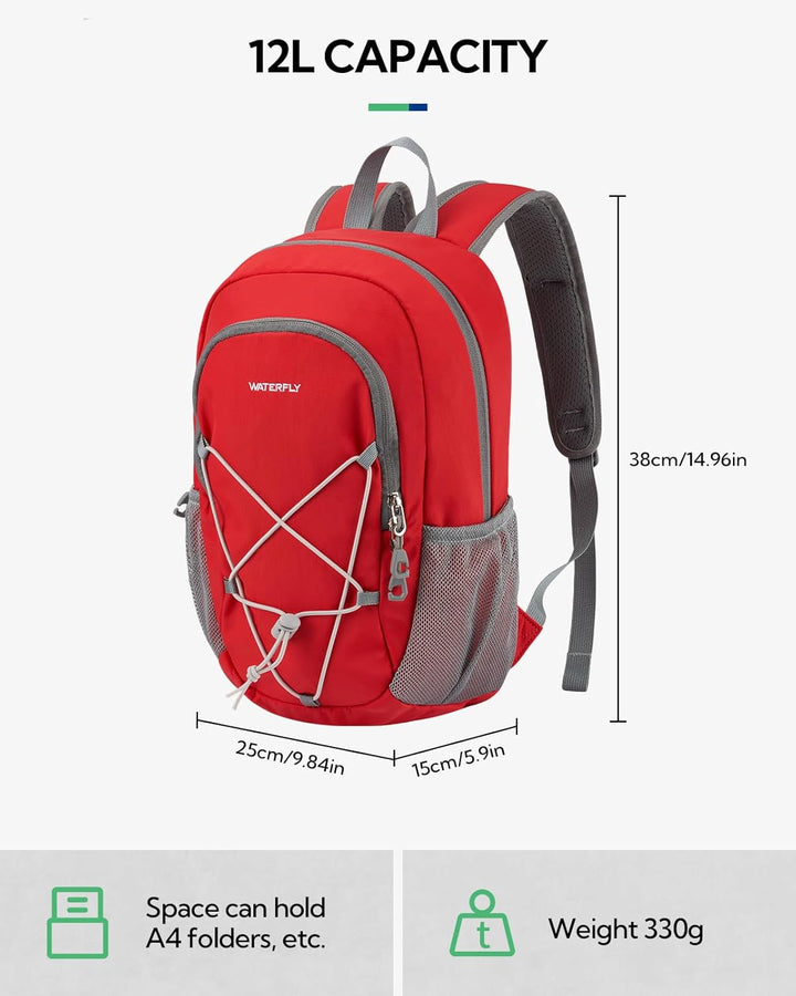 WATERFLY Rucksack Klein Wanderrucksack 12L: Leicht Tagesrucksack Mini Sport Backpack Outdoor Daypack