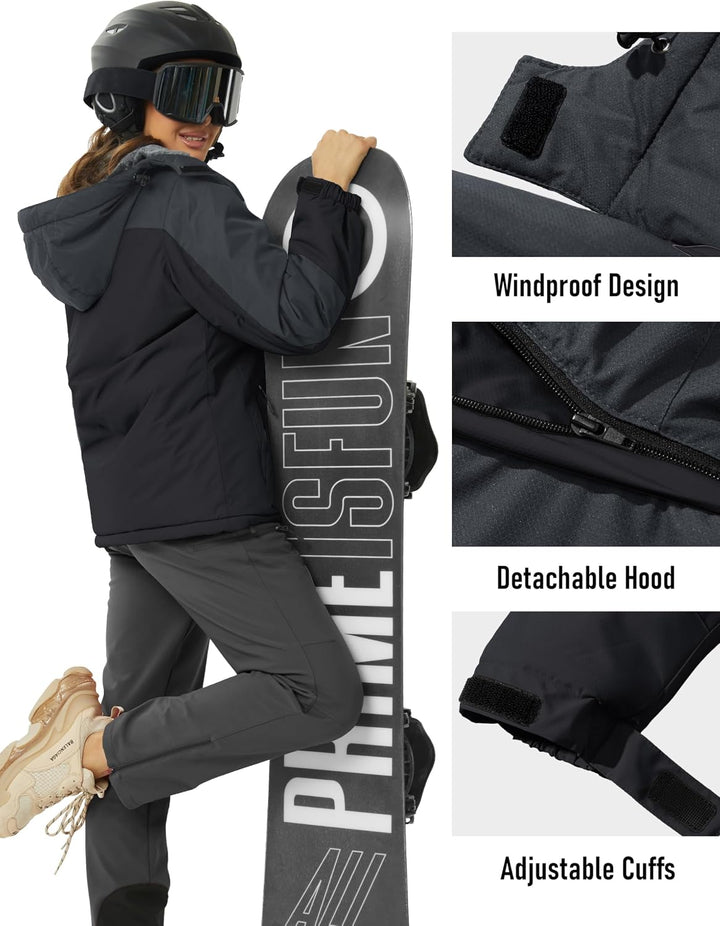 MAGCOMSEN Winterjacke Damen Softshell Funktionsjacke Wasserabweisende Outdoor Ski Jacke Fleece Windd