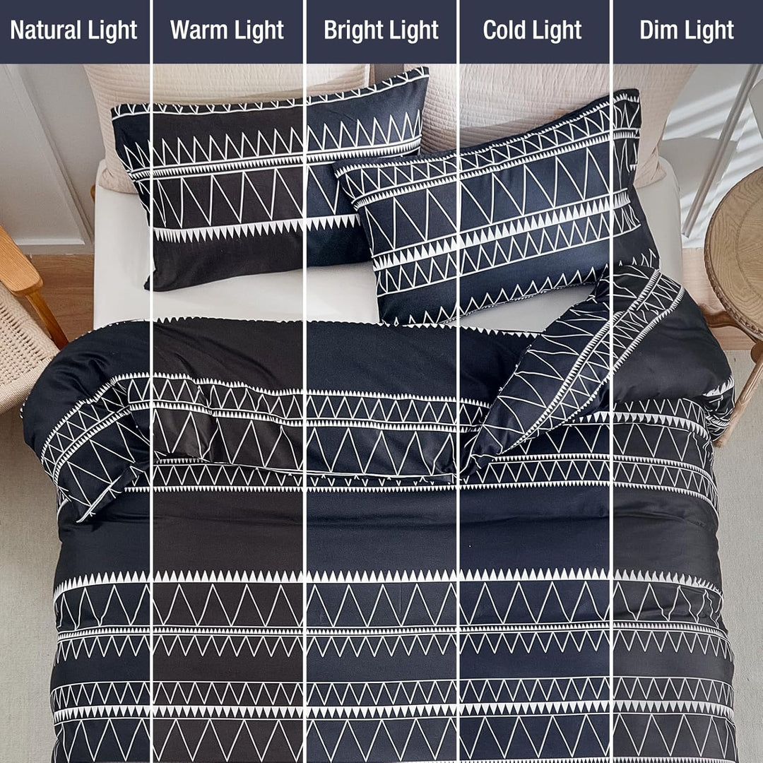 Lekesky Bettwäsche 220x200 3 teilig-Mikrofaser Bettbezug und Kopfkissenbezüge Set mit Schickem Gestr