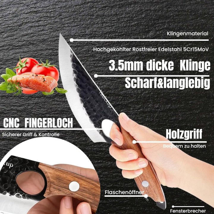 Kochmesser Klingenlänge 15CM Küchenmesser Hochlegierter Edelstahl Kochmesser mit Lederscheide Komfor