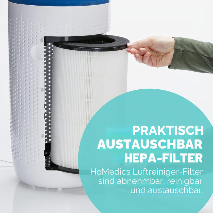HoMedics 5 in 1 TotalClean Luftreiniger, HEPA- und Aktivkohle-Filtersystem mit Luftaustausch, 4,8 Ma