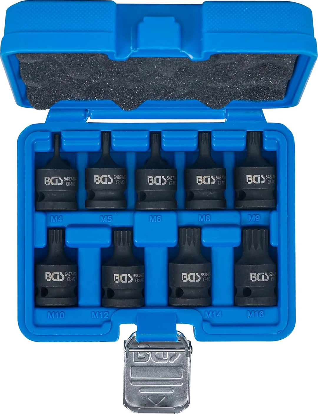 BGS 5487 | Kraft-Bit-Einsatz-Satz | 12,5 mm (1/2") | Innenvielzahn (für XZN) M4 - M16 | 9-tlg. Länge