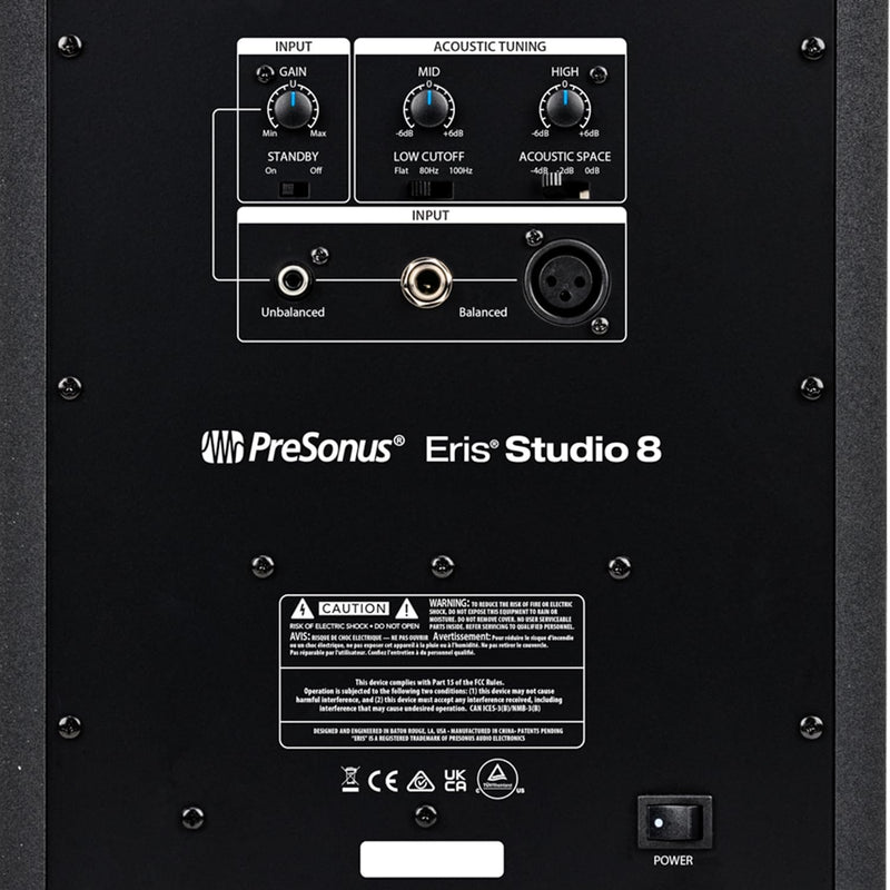 PreSonus Eris Studio 8 Aktive Monitor-Boxen 8" Lautsprecher 1 Paar + 2x keepdrum Klinkenkabel