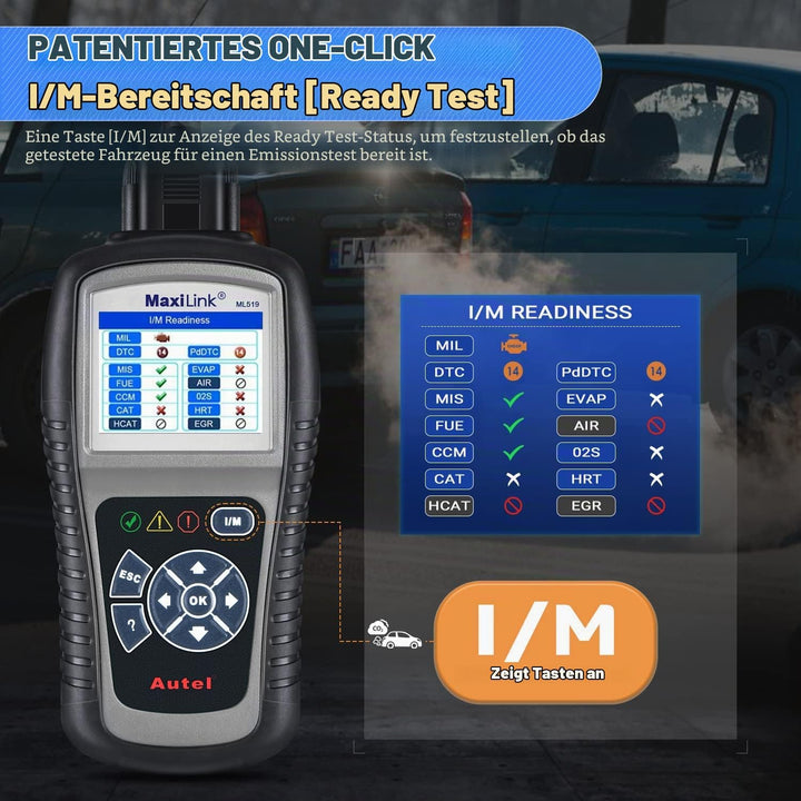 Autel MaxiLink ML519 OBD2 Diagnosegerät, Gleich wie AL519, OBD2/ EOBD/CAN Auto Scanner Fahrzeug Mot