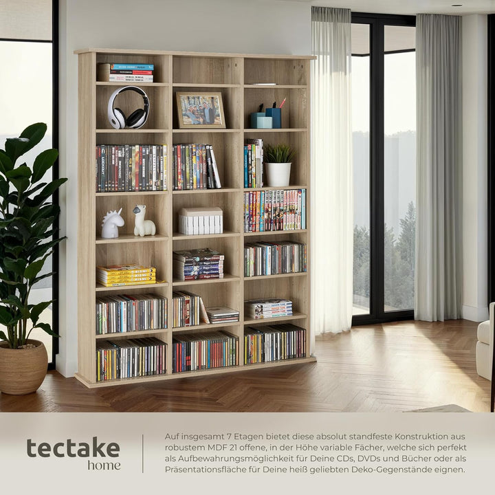 tectake® CD Regal, DVD Regal, Medienregal CD Ständer, Raumteiler Schrank mit Kippschutz, 18 einstell