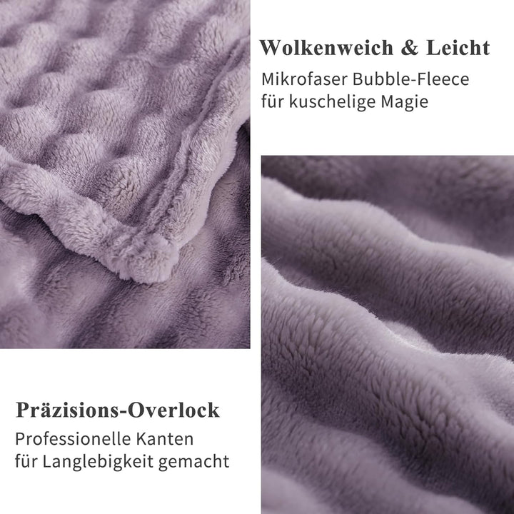 RUIKASI Bubble Decke Kuscheldecke Flauschig Violett - 150x200cm Sofadecke & Couchdecke aus Plüsch, W