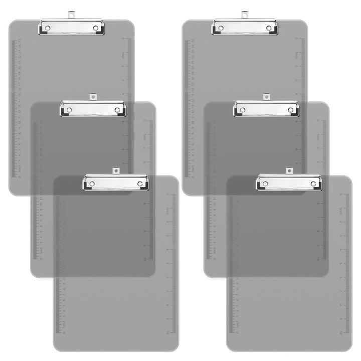 Piasoenc 6 Pack Plastic Clipboards,Translucent Clip Board with Low Profile, Purple Clipboard with Ru