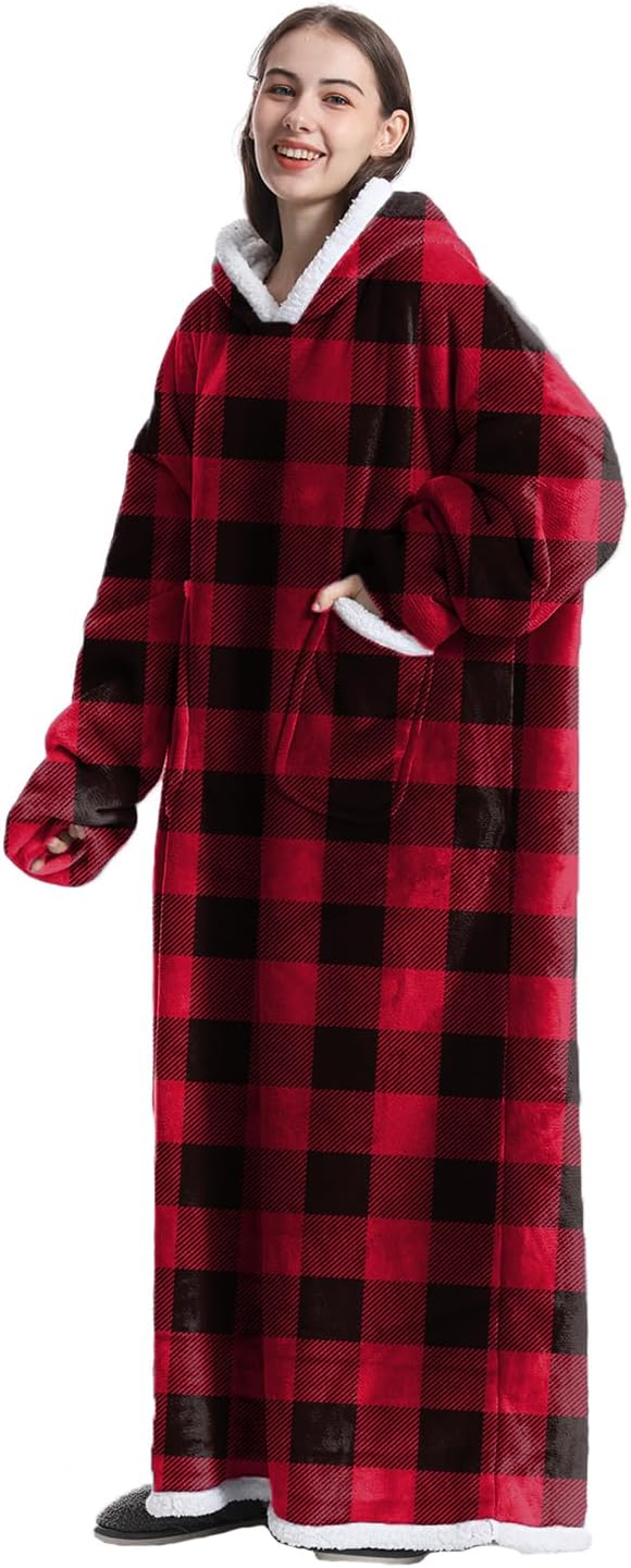Boikey Kuscheldecke mit Ärmeln,Decke mit ärmeln und Kapuze Oversized, Riesen Hoodie Decke mit 2 Fron