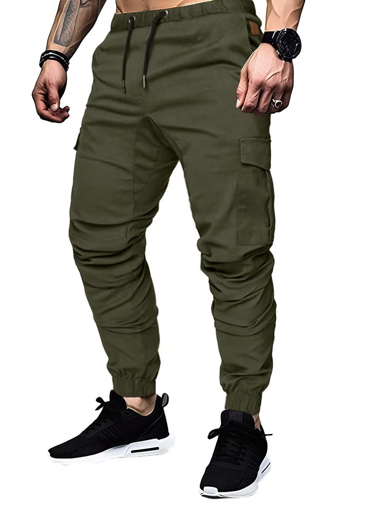 Cargohose Herren Chino Hose mit 6 Taschen Cargo Hose Stretch Jogginghose für Männer mit Bundgummi El