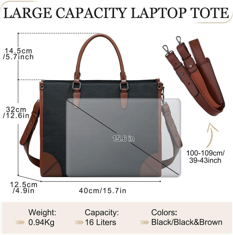 Kasgo Laptop Handtasche Damen, Gross 15.6 Zoll Notebooktasche Wasserabweisend Laptop Tasche Shopper