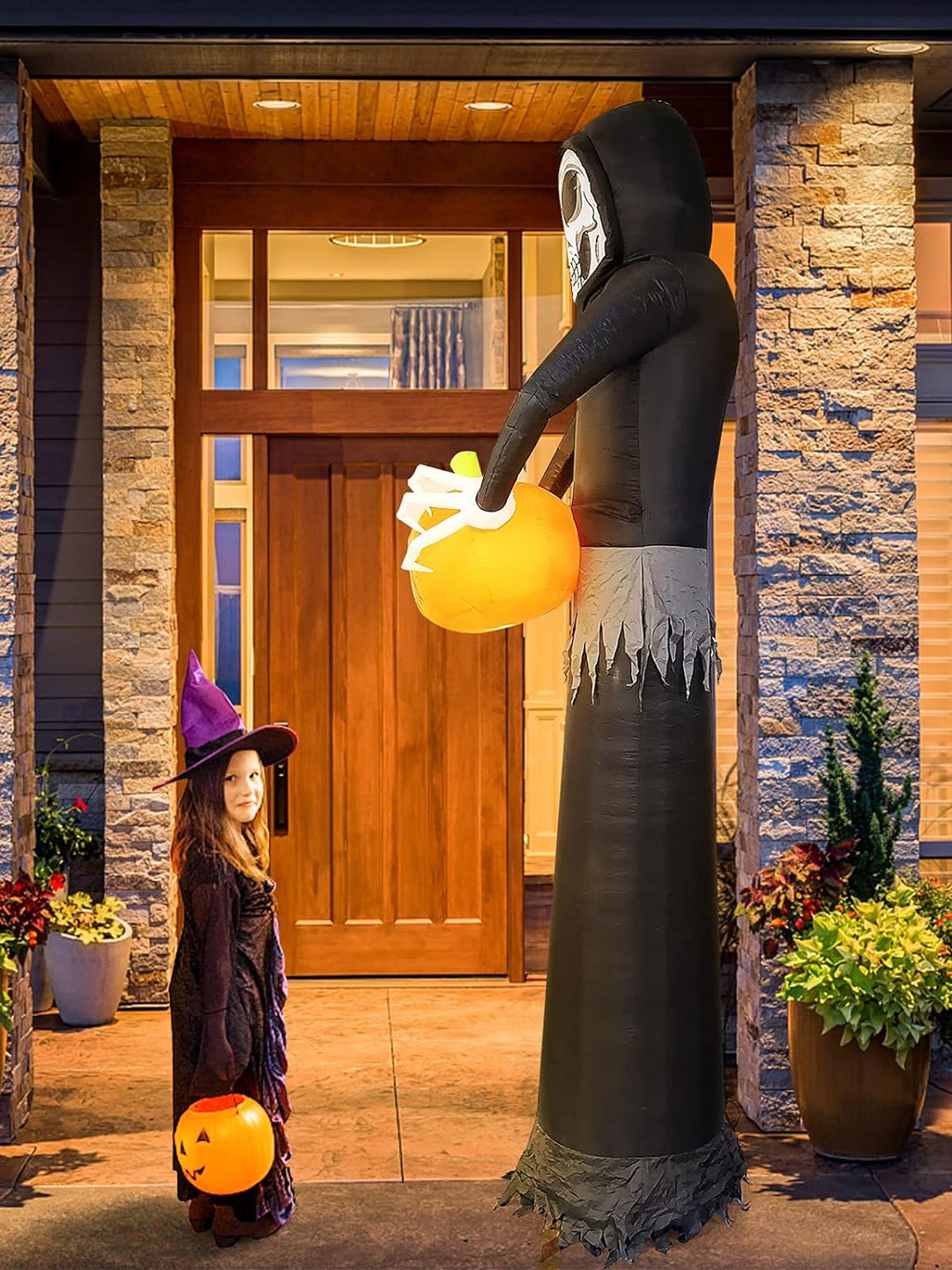 EBANKU 8.8Ft Halloween Aufblasbar Dekoration,Riesige Halloween Geist Kürbis mit LED-Lichtern für Lnn