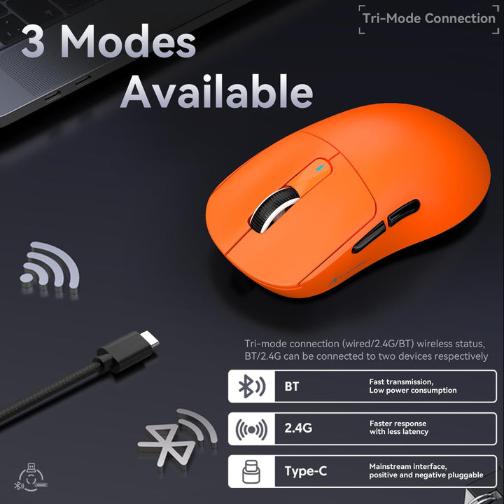 ATTACK SHARK X3 49g Ultralight Mouse, PixArt PAW3395 Gaming Sensor, BT/2.4G Wireless/Wired Gaming Mo