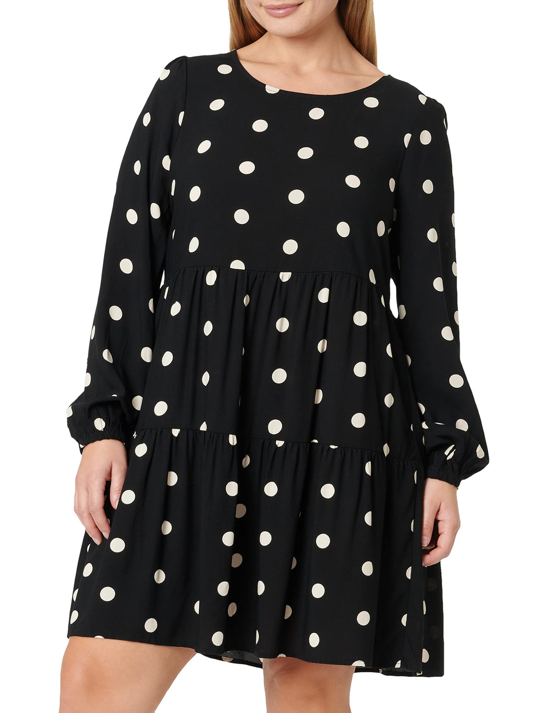 ONLY Damen Onlnova Life L/S Thea O AOP Ptm Dress S Black/Aop:343 Big Dot, S Black/Aop:343 Big Dot
