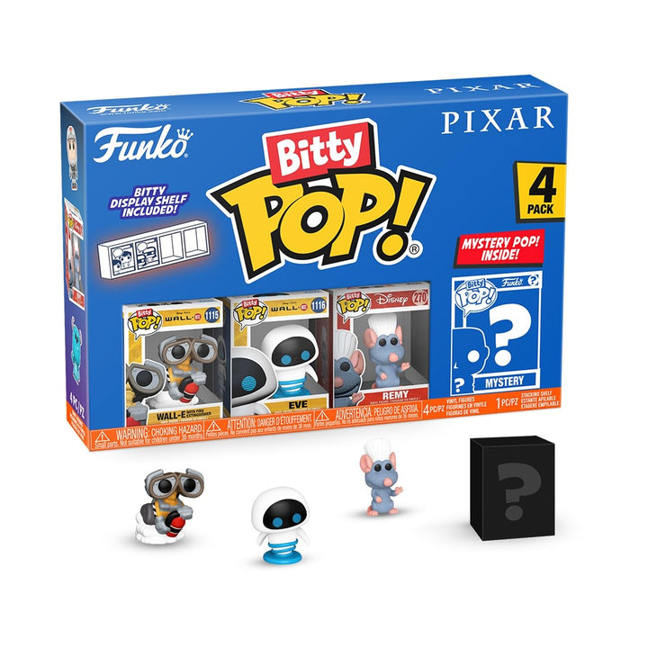 Funko Bitty Pop! Pixar - Wall-E 4PK - Wall-E, EVE, MO und eine Überraschungs-Mini-Figur - 0.9 Inch