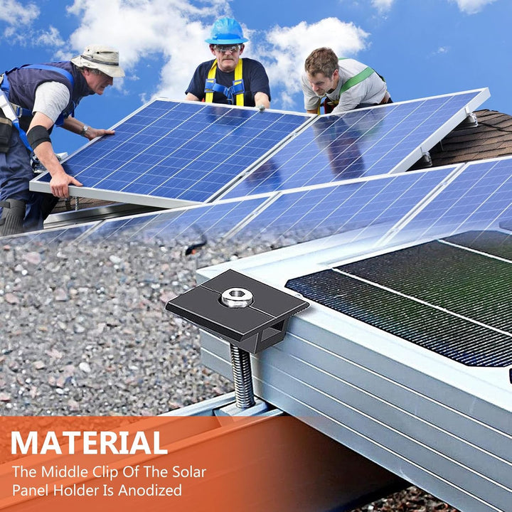 Solarmodul Halterung Mittelklemmen 30mm Schwarz: 10 Stück Solarpanel Halterung, PV Modul Klemmen, Al
