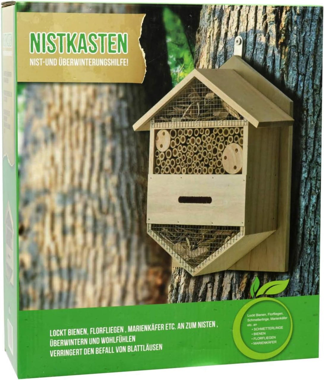 Eifa Insektenhotel Hexagon 4 Kammern Holz/Nistkasten Natur 29 x 33 cm verstärkt Insektenhaus aus Hol