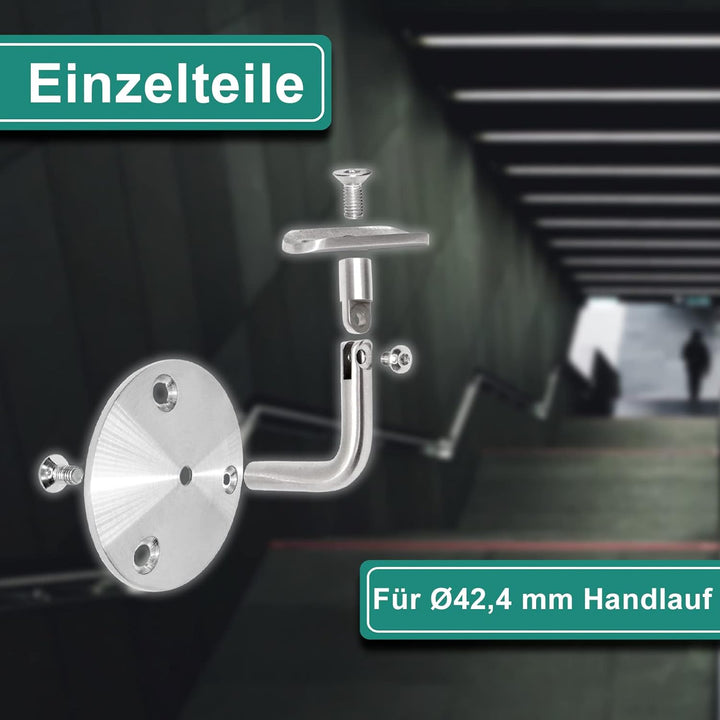 PRIOstahl Handlaufhalter Handlauf Wandhalter Handlaufstütze - 4 x Handlaufträger an die Wand Stellba
