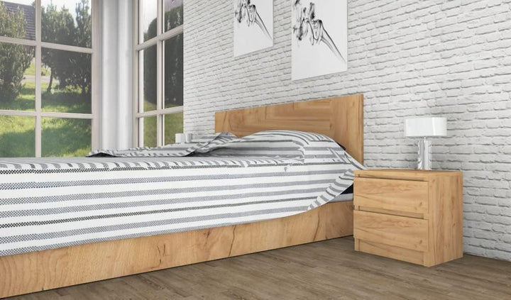 VBChome Nachttisch 40 x 30 x 40 cm Weiss-Eiche Nachttisch mit Zwei Schubladen für das Schlafzimmer G