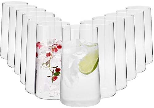 KROSNO Wassergläser Longdrinkgläser Trinkgläser | Set von 12 | 540 ML | Avant-Garde Kollektion | Per