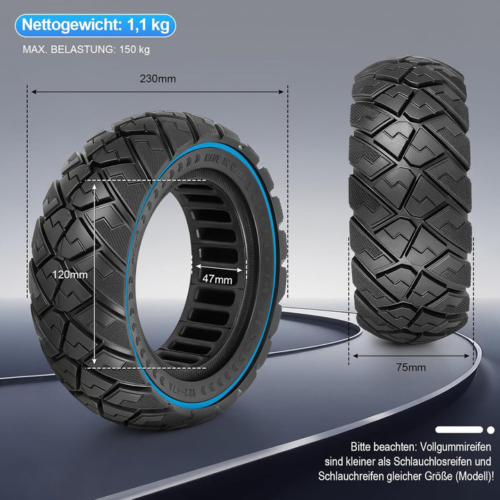 VOLOHAS 9x3,0-5,5 Vollreifen für Kukirin G2 pro, Zero 10X, Dualtron Eagle Pro Elektroroller Ersatzre