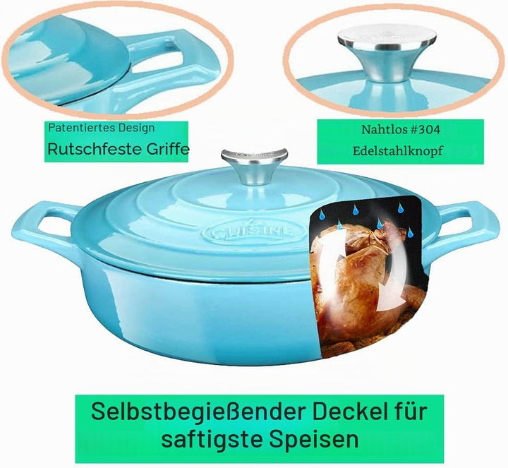 La Cuisine 3175MB Schmorpfanne Hoher Rand - 28cm Servierpfanne Induktion - Pfanne mit Deckel für all