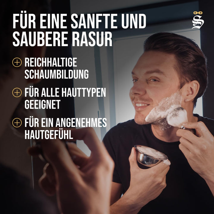 Störtebekker® Premium Rasierseife Sandelholz 70g x 3 - Handgefertigte Seife für ergiebigen Rasiersch