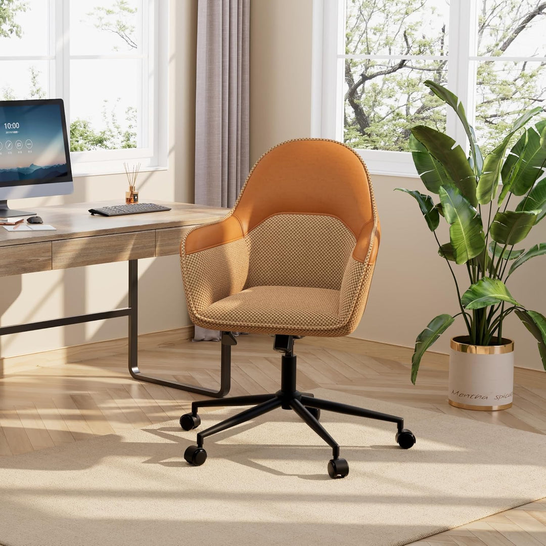 DEVAISE Homeoffice Stuhl, Ergonomischer Schminktischstuhl mit 9 cm Kissen, neigbar bis 105°, höhenve