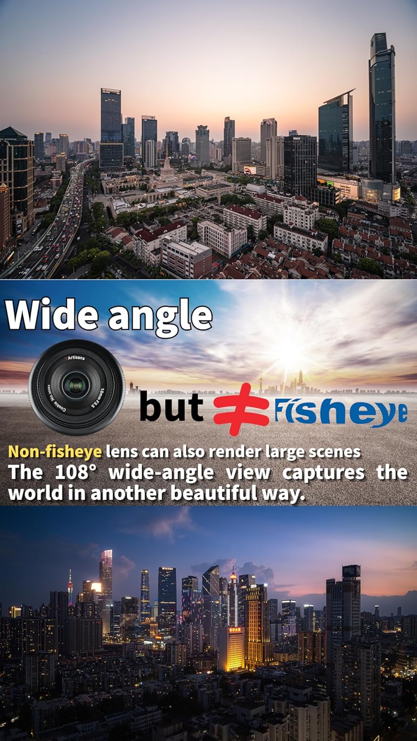 7Artisans 10mm F3.5 Pancake Ultraweitwinkel for Sony E-Mount Objektiv, APS-C manueller Fokus, 108°,1