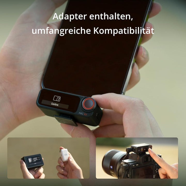 DJI Mic 2 (2 Sender + 1 Empfänger + Ladeschale), kabelloses Mikrofon für Kamera/Handy, Vlog, Streami