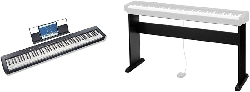 Casio CDP-S110BK Digitalpiano schwarz mit 88 gewichteten Tasten & CS-46P Basisstand schwarz für Casi