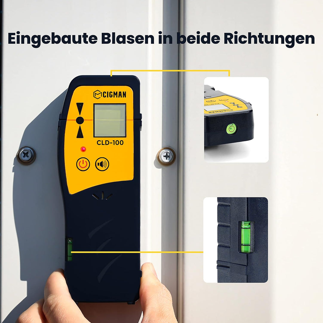 CIGMAN Laserempfänger CLD100 für Kreuzlinienlaser Linienlaser Grün und Rot bis 50m Arbeitsbereich, 1