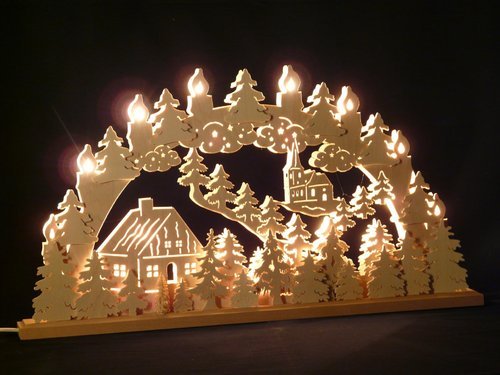 Original Erzgebirgischer Marken Schwibbogen Lichterbogen 70 X 43 cm S70-B_78