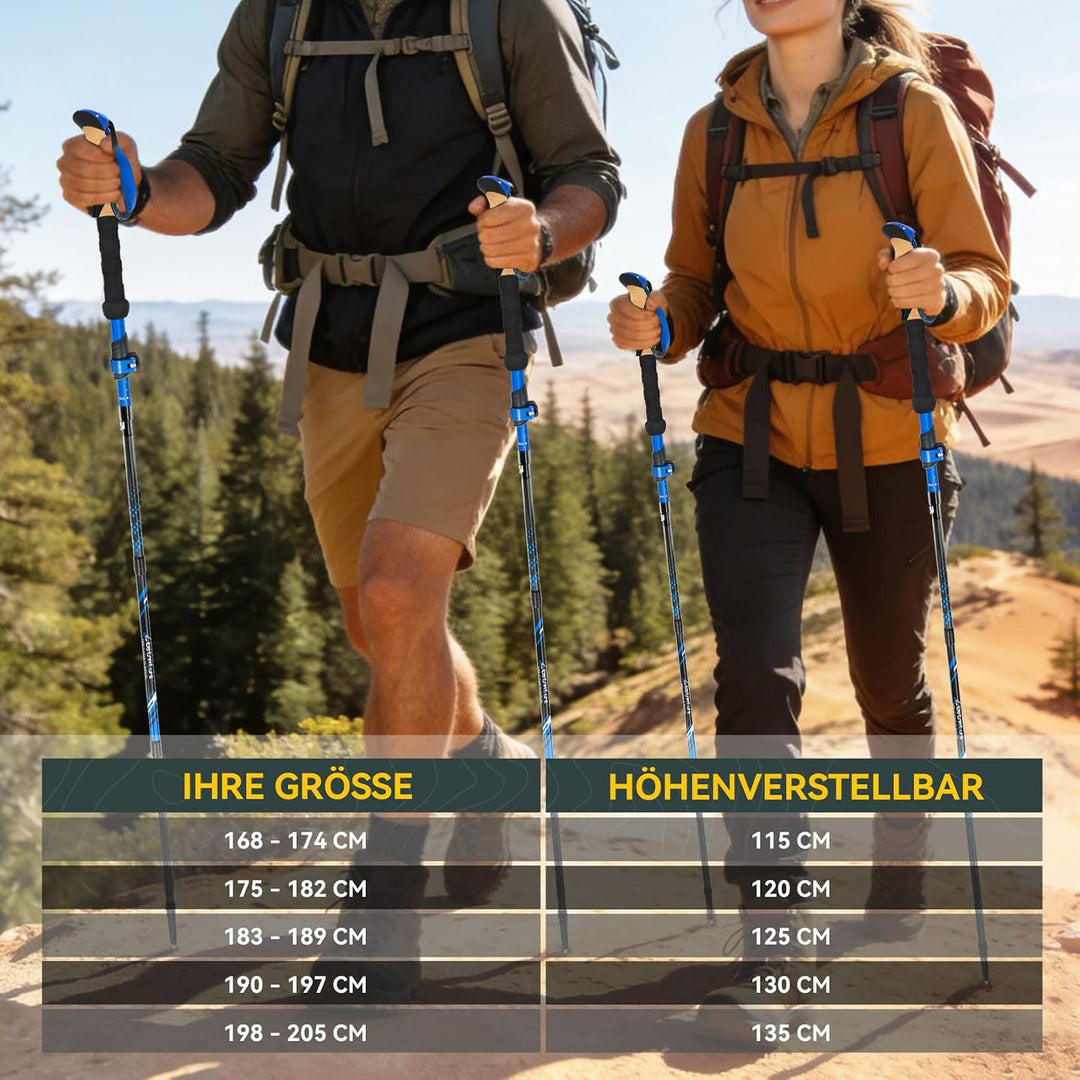 Clostnature Wanderstöcke Faltbar Carbon - Leichte Faltbare Trekkingstöcke mit Korkgriff, Walking Stö
