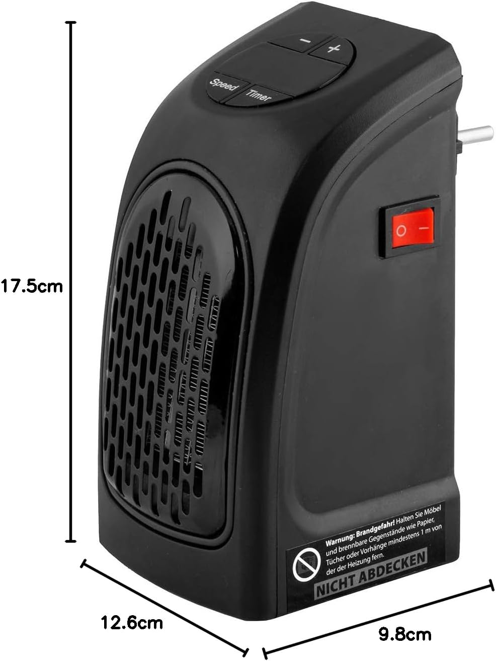 MAUK® Mini Heizlüfter/Handy Heater | Kompakt für Wohnwagen und Wohnmobile | 400 W PTC-Keramik Steckd