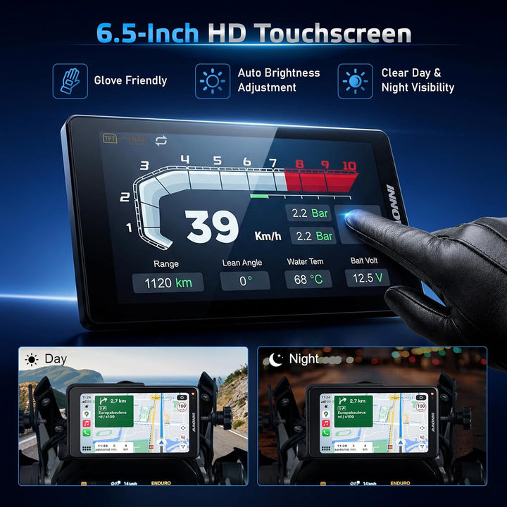 INNOVV N2 Wireless CarPlay & Android Auto for BMW Motorcycle - 6.5-inch Display, IP67 Weatherproof,