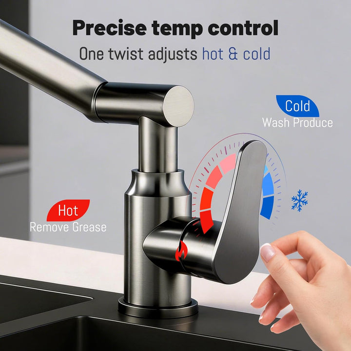 Vorfenster Küchenarmatur Klappbar, Spülarmatur mit 2 Strahlarten Faucet, 1080° Flexibler Mischbatter