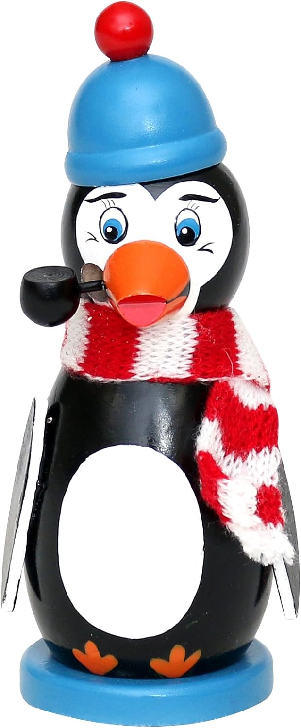 Dekohelden24 Trendige Moderne Holz-Räucherfigur Pinguin, ca. 14 cm, Pinguin