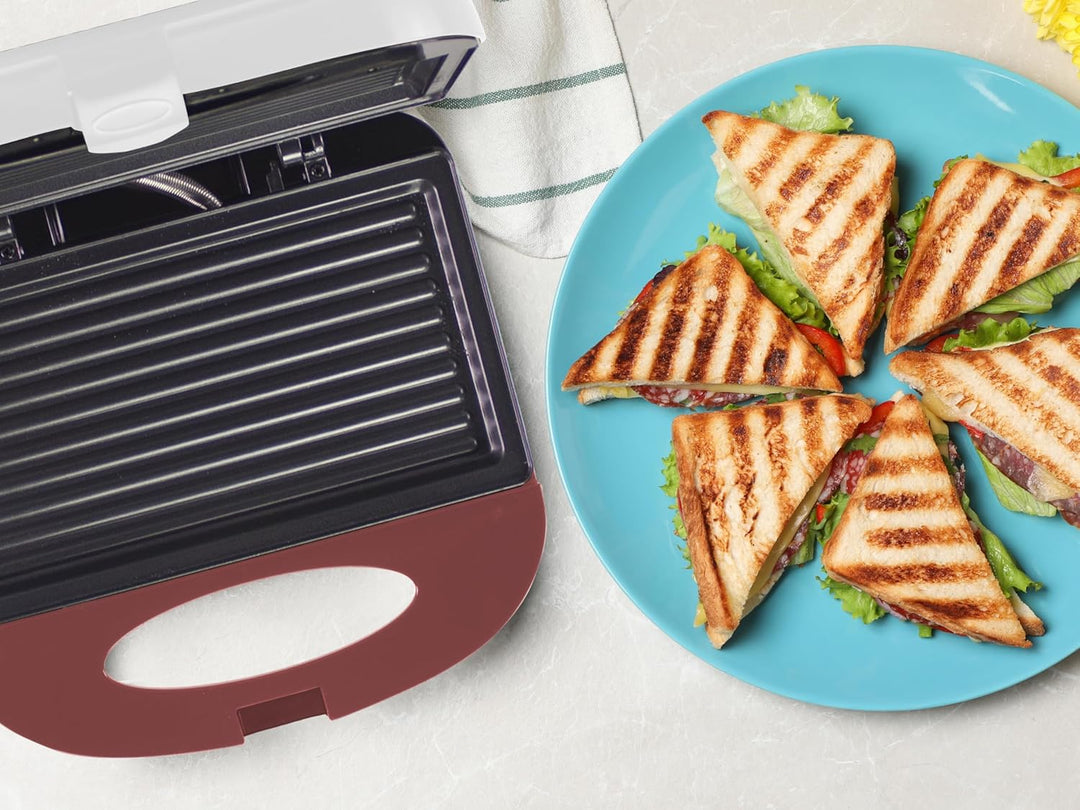 BEPER P101TOS010 Elektro-Toaster, 750W, Elektrogrill, Antihaftplatte, wärmeisolierender Griff, rutsc