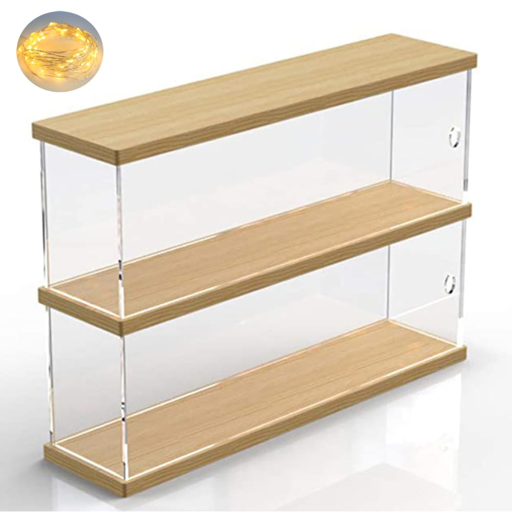 Joody Vitrine aus Acryl, Plexiglas-Boxen mit 2 Ebenen, Vitrine mit Tür für Pop-Figuren, Minifigur, S