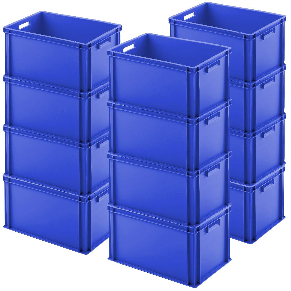 BRB 12x Euro-Stapelbehälter, LxBxH 600x400x320 mm, blau, PP, lebensmittelecht