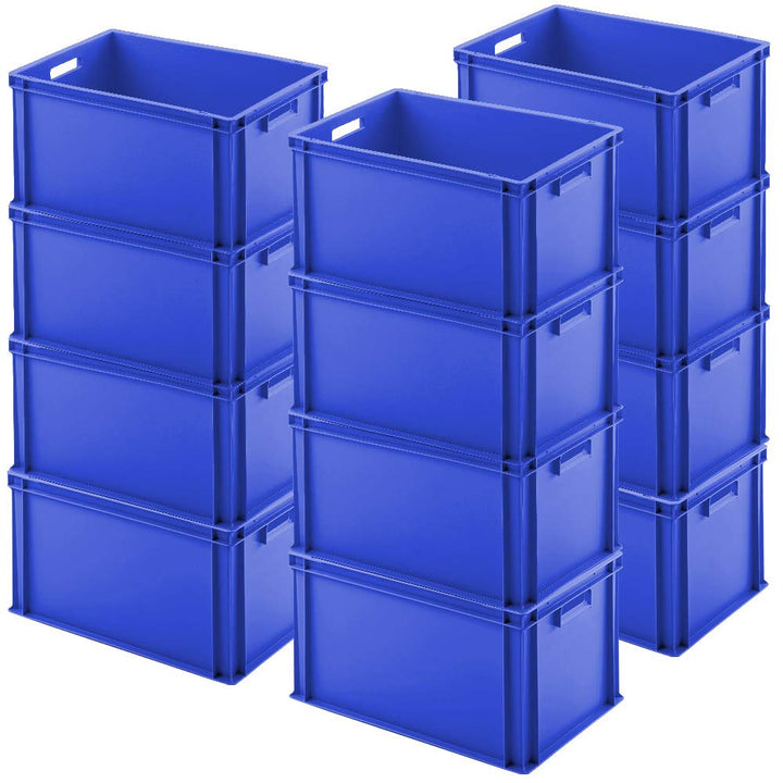BRB 12x Euro-Stapelbehälter, LxBxH 600x400x320 mm, blau, PP, lebensmittelecht