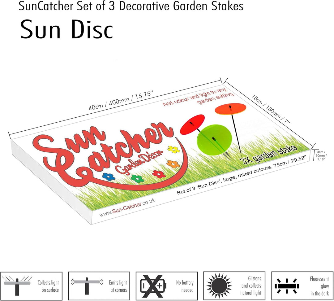 Sonnenfänger 3er Set Grosse Sun Discs, 75cm hohe Garten Sonnen Scheiben Ornamente für Drinnen und Dr